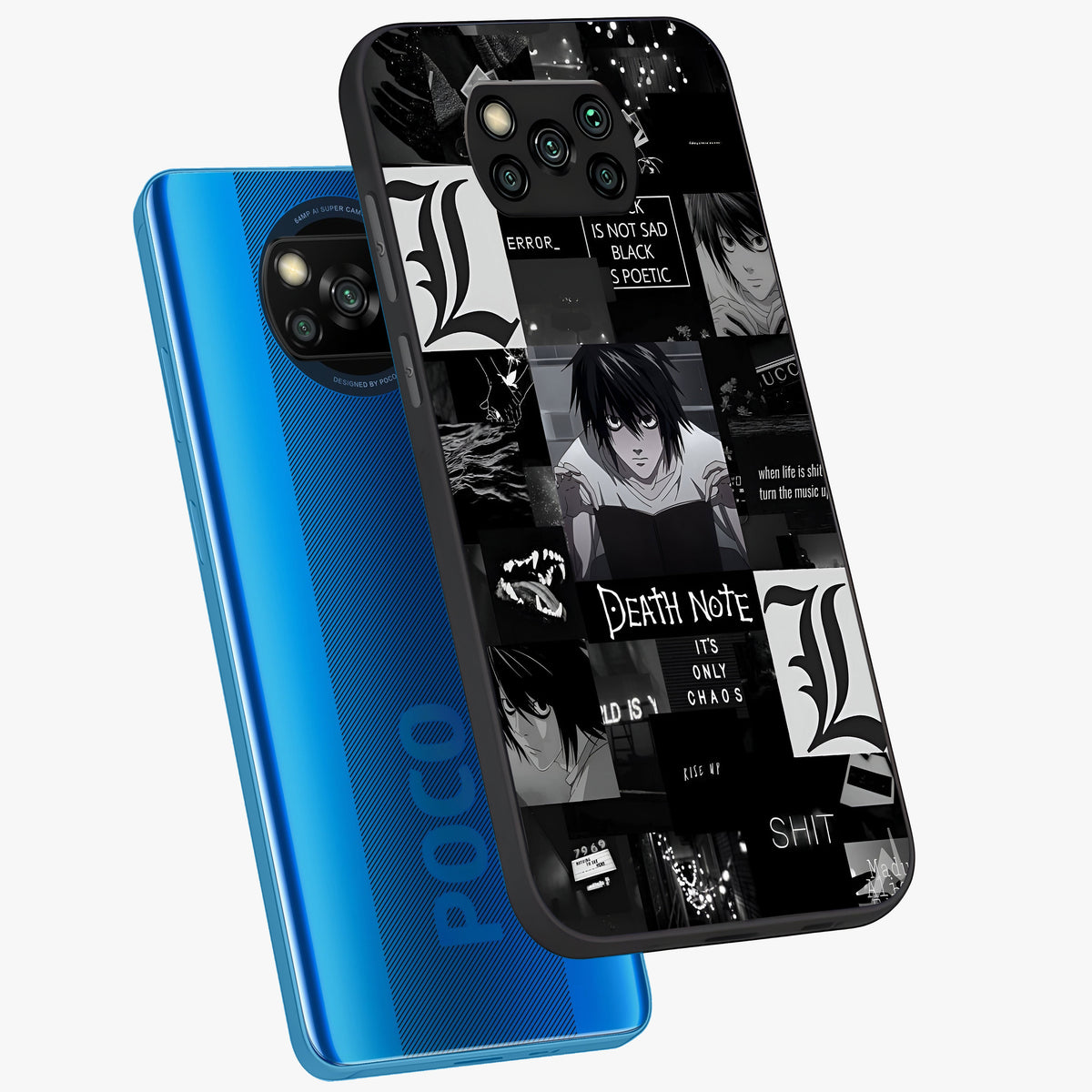 Midnight Chaos Mind Glass Case displayed in angled mockup highlighting chaotic artistic design with dramatic midnight aesthetic.