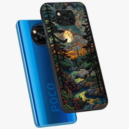 Moonlight Forest Dream Glass Case displayed in angled mockup highlighting dreamy forest design with glowing moon aesthetic.