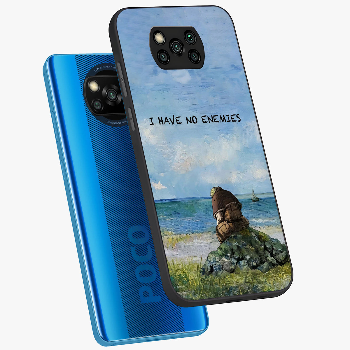 Peace Beyond War Glass Case displayed in angled mockup highlighting meaningful message design with artistic aesthetic style.