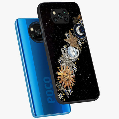 Pearls Universe Object Glass Case displayed in angled mockup highlighting celestial pearl design with dreamy aesthetic.
