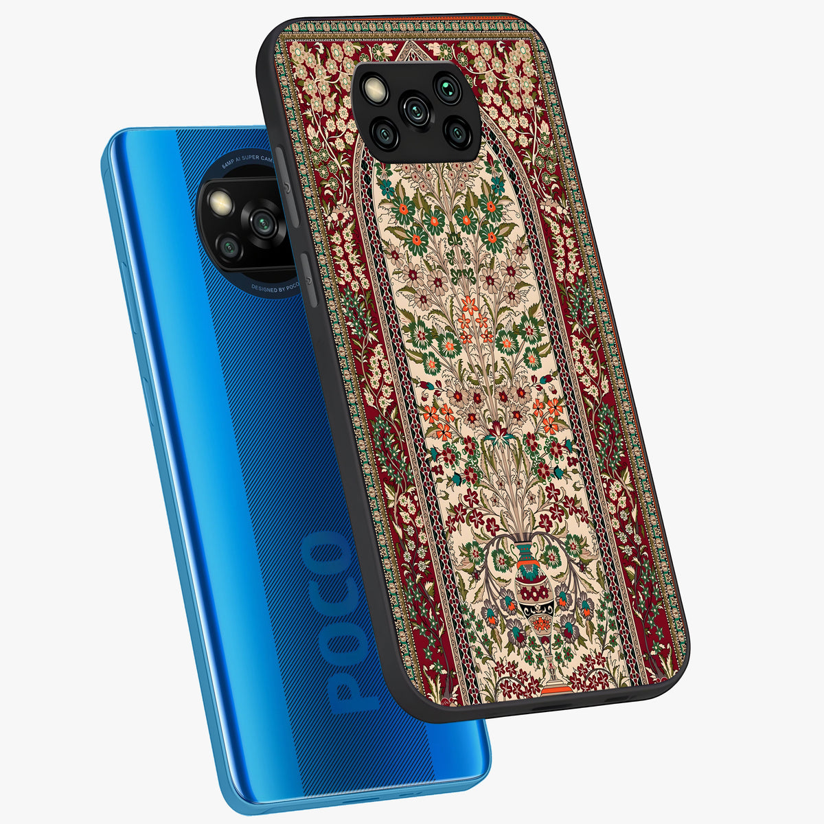 Persian Inspired Glass Case displayed in angled mockup highlighting intricate traditional design with elegant cultural aesthetic.