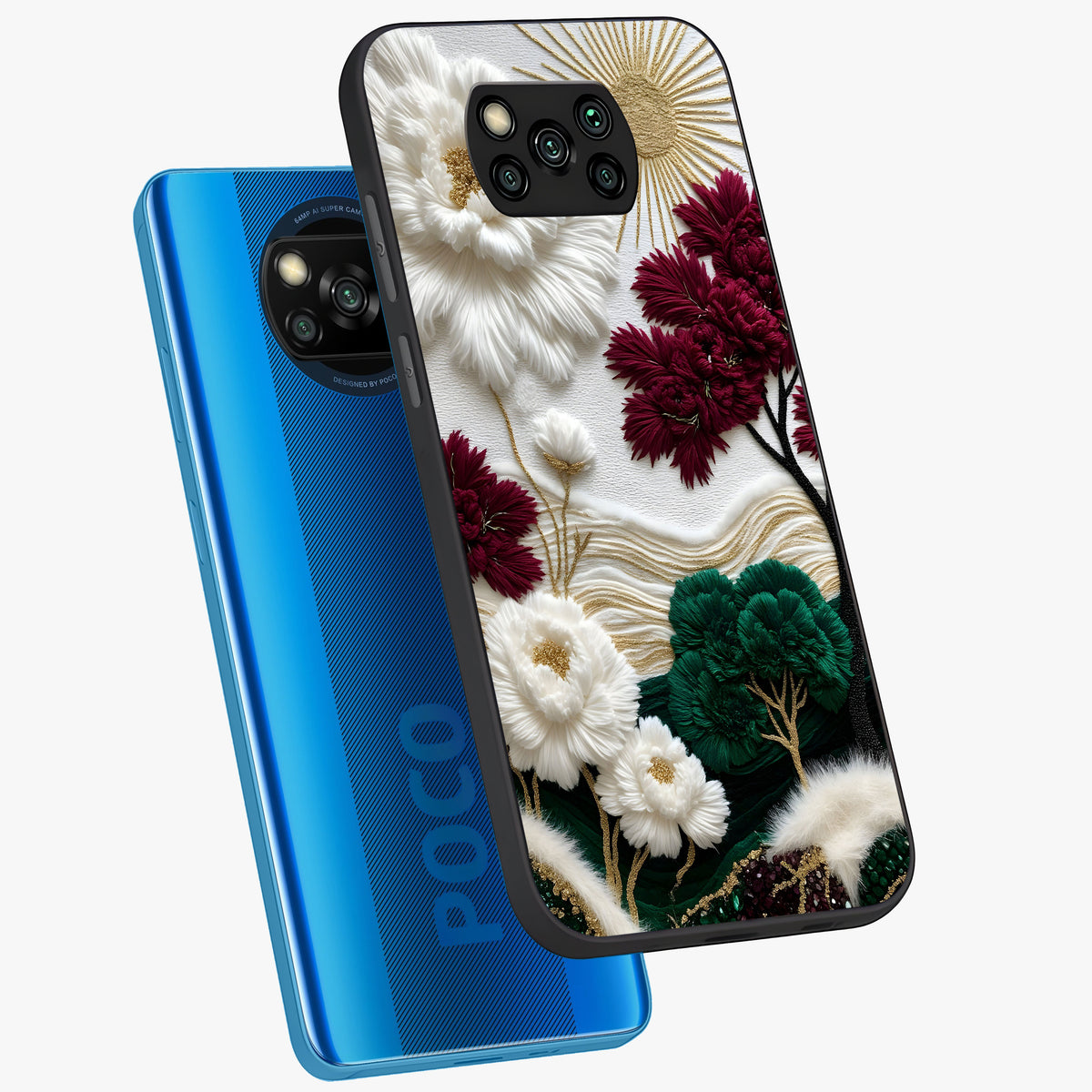 Radiant Bloom Elegance Glass Case displayed in angled mockup highlighting graceful floral design with radiant aesthetic style.