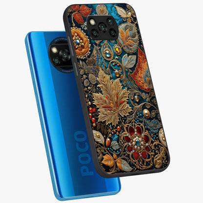 Royal Jewel Garden Glass Case displayed in angled mockup highlighting vibrant jewel inspired floral design with elegant aesthetic.