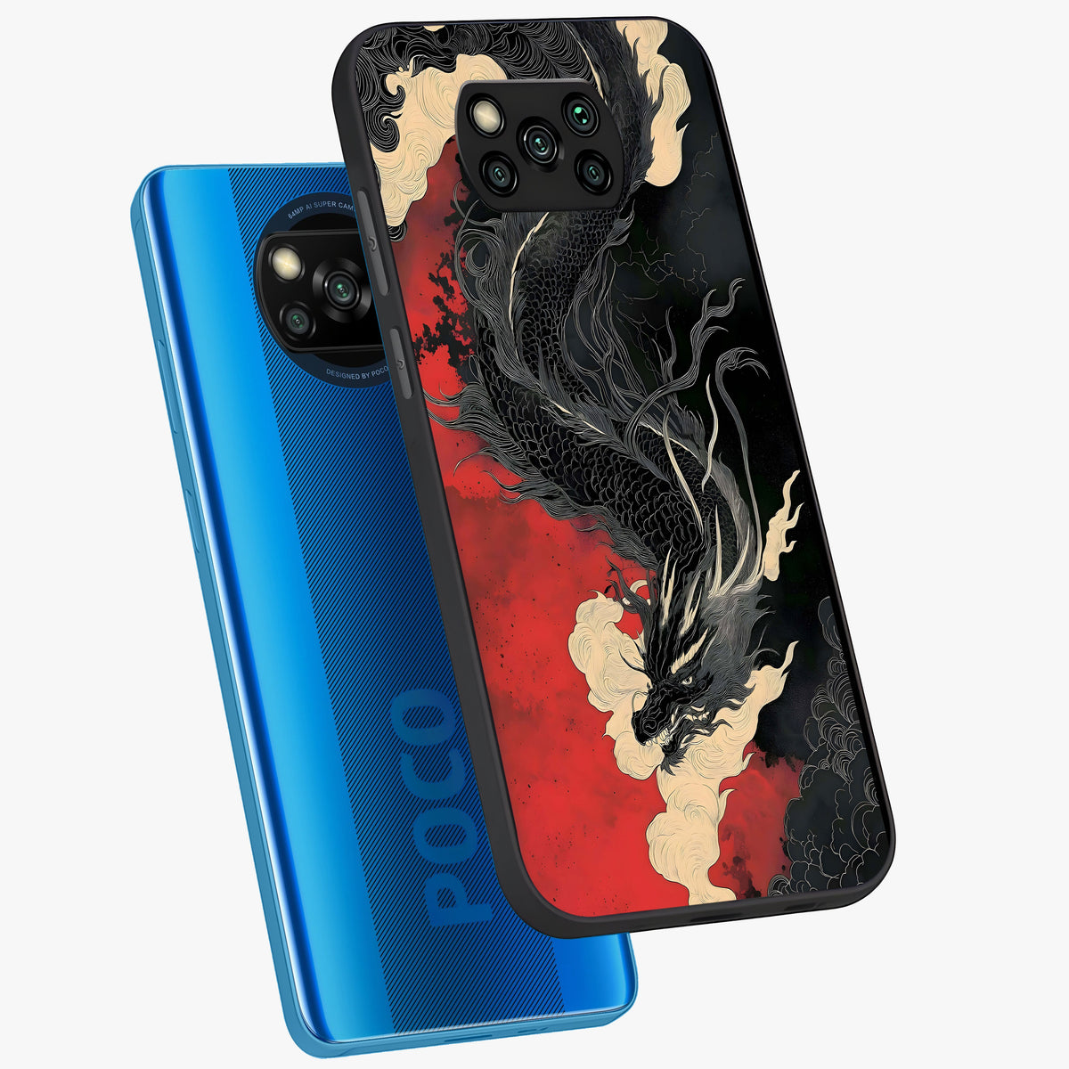 Shadow Dragon Fury Glass Case displayed in angled mockup highlighting powerful dragon illustration with dark fantasy aesthetic.