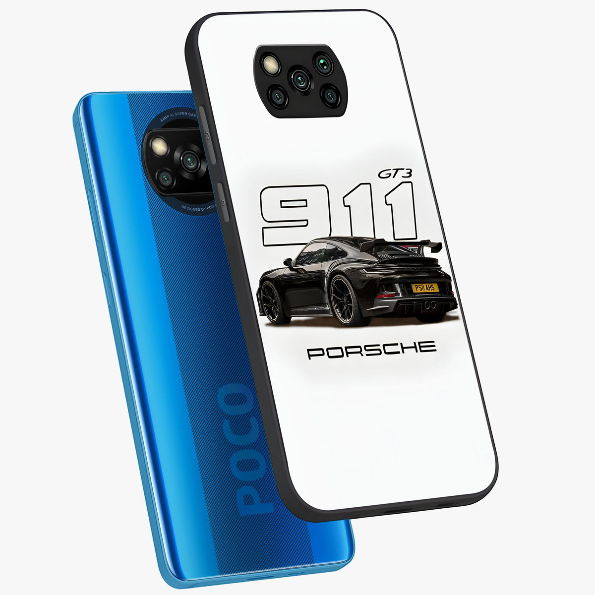 Turbo Legacy Icon Glass Case displayed in angled mockup highlighting dynamic automotive design with performance aesthetic.