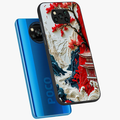Whispers Of Sakura Waves Glass Case displayed in angled mockup highlighting flowing sakura design with soft floral aesthetic.