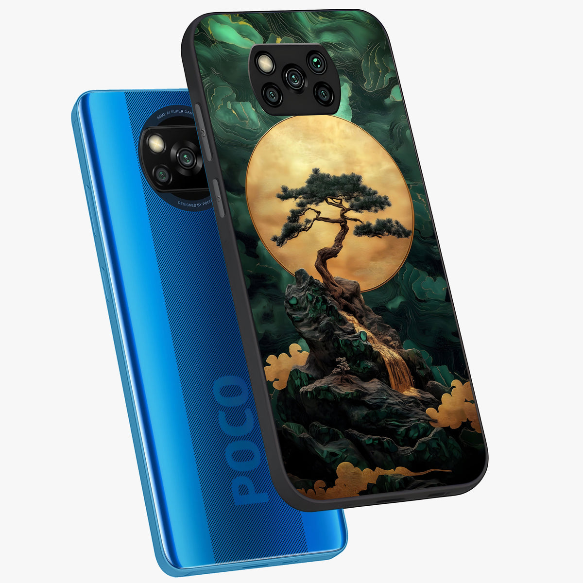 Zen Moon Rise Glass Case displayed in angled mockup highlighting peaceful lunar design with zen aesthetic style.