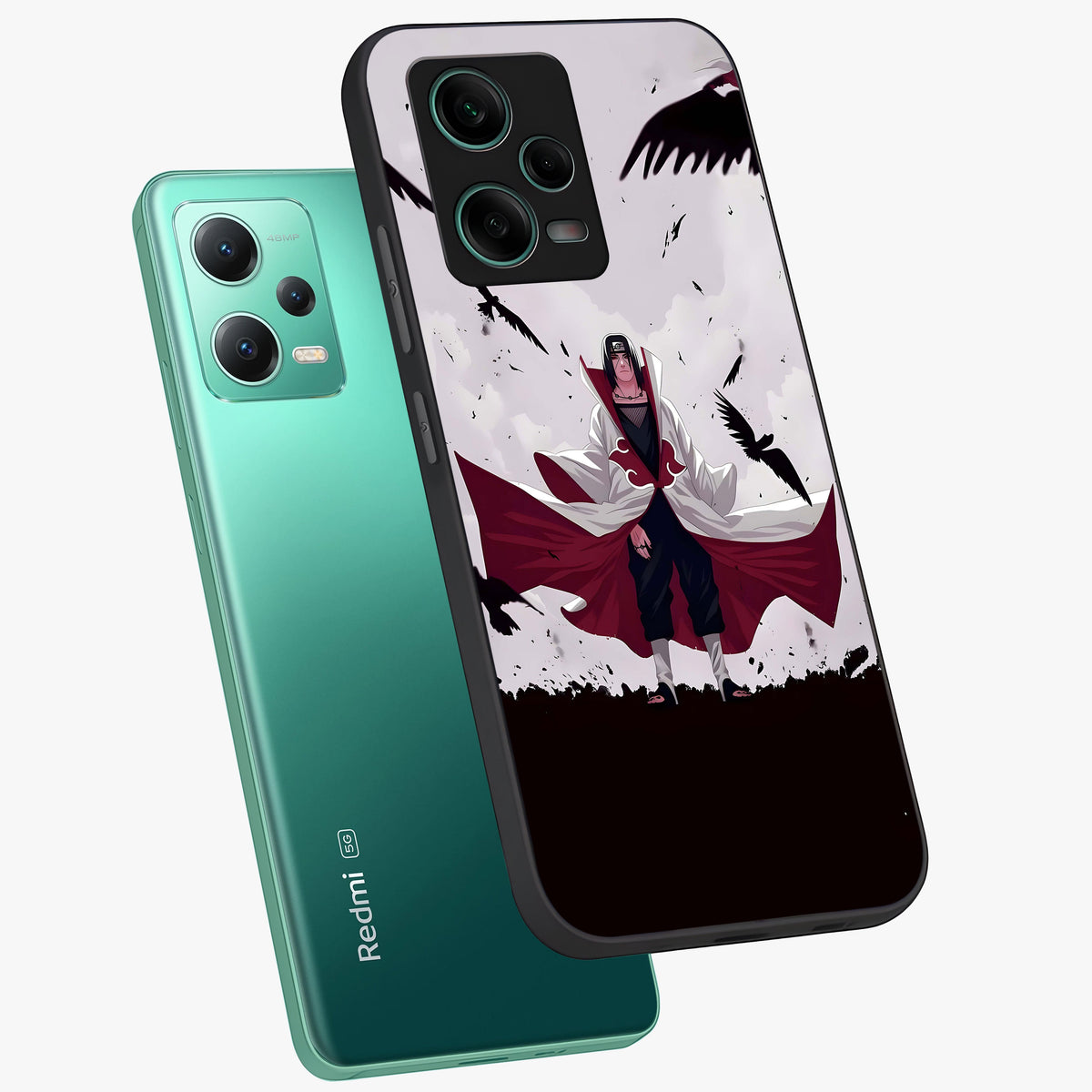 Crimson Crow Ascension Glass Case showing flat back view with mystical crow artwork and glossy glass finish.