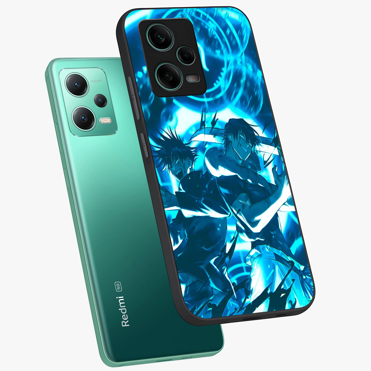 Cursed Energy Clash Glass Case showing flat back view with intense cursed energy artwork and glossy glass finish.
