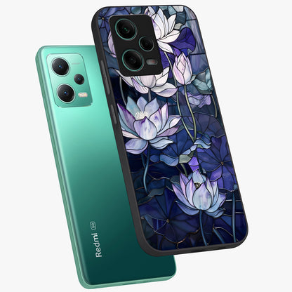 Gloss Petal Rush Glass Case showing flat back view with glossy flower petal artwork and smooth glass finish.