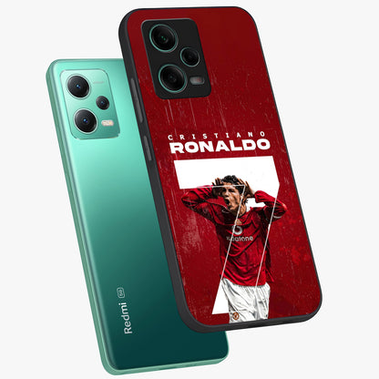 Goal Celebration Legacy Glass Case showing flat back view with football celebration inspired artwork and glossy glass finish.