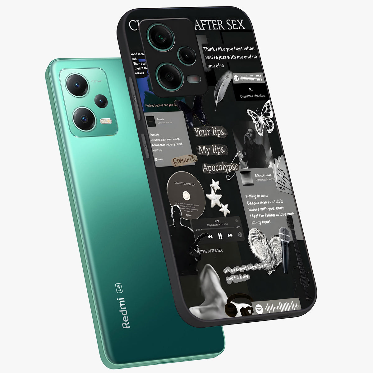 Midnight Love Echo Glass Case showing flat back view with romantic midnight themed artwork and glossy glass finish.