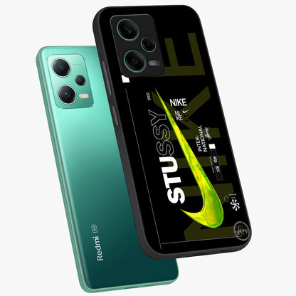 Neon Street Edition Glass Case showing flat back view with neon street style artwork and glossy glass finish.