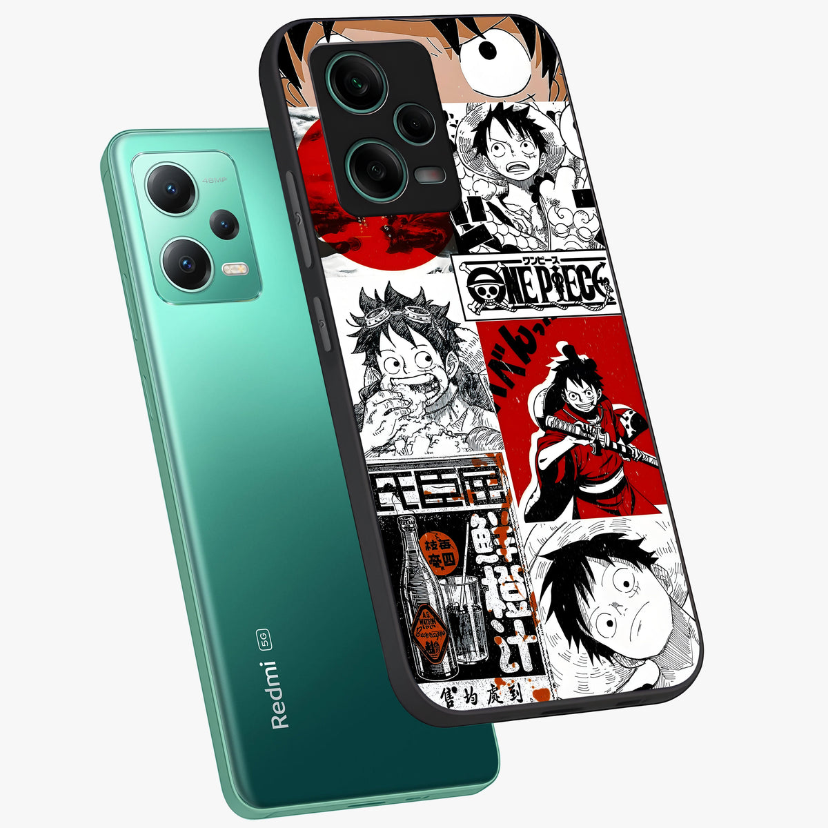 Strawhat Chaos Panels Glass Case showing flat back view with anime inspired chaos panel artwork and glossy glass finish.
