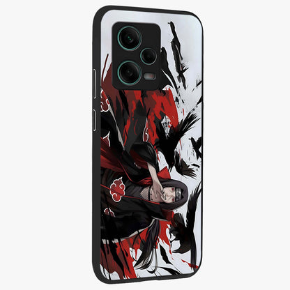 Crimson Crow Illusion Glass Case displayed in angled mockup highlighting mysterious crow graphic with dark aesthetic style.