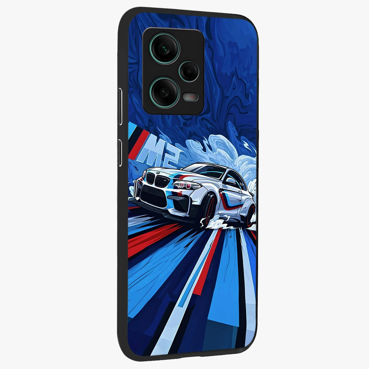 Drift Power Rush Glass Case displayed in angled mockup highlighting powerful drift car design with sporty aesthetic style.