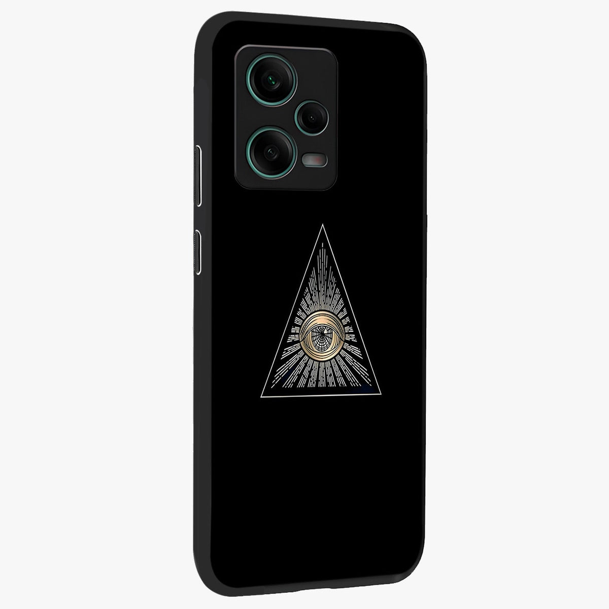 Illuminati Evil Glass Case displayed in angled mockup highlighting dark occult inspired design with bold aesthetic style.