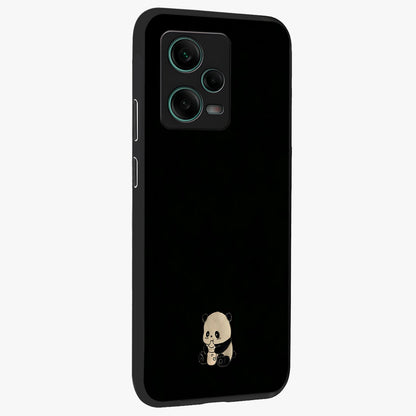 Midnight Panda Love Glass Case displayed in angled mockup highlighting adorable panda illustration with midnight aesthetic.