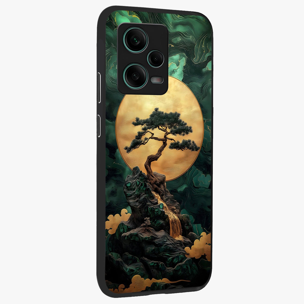 Zen Moon Rise Glass Case displayed in angled mockup highlighting peaceful lunar design with zen aesthetic style.