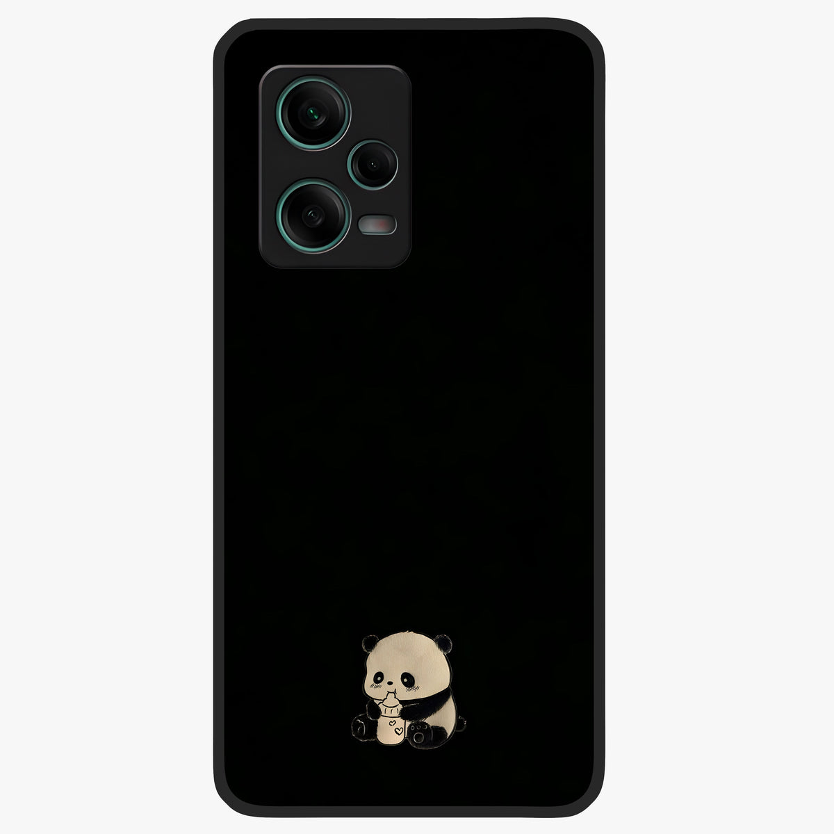 Midnight Panda Love Glass Case upright view showcasing charming panda artwork with playful romantic theme.
