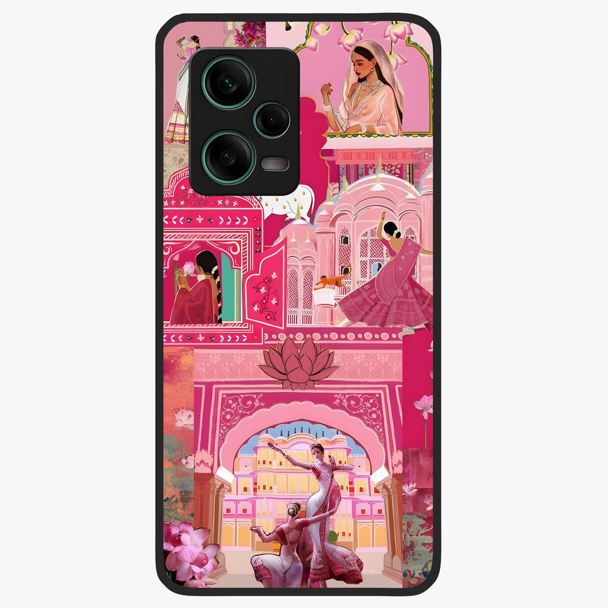 Pink Palace Muse Glass Case upright view showcasing artistic palace artwork with graceful royal theme.
