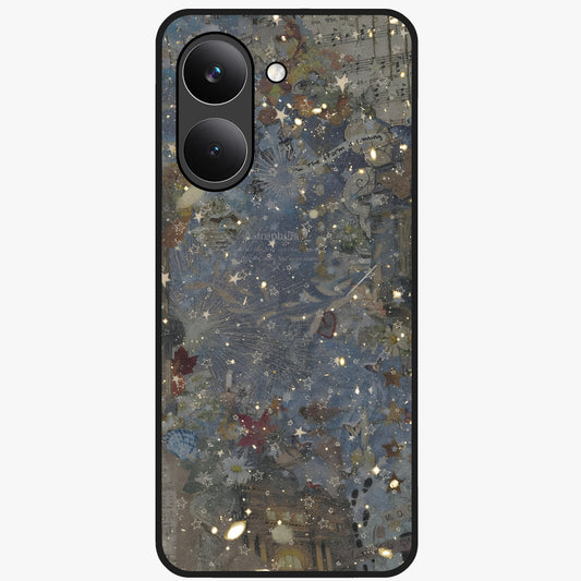 Aesthetic Astrolophia Glass Case showing flat back view with dreamy aesthetic design and glossy glass finish.