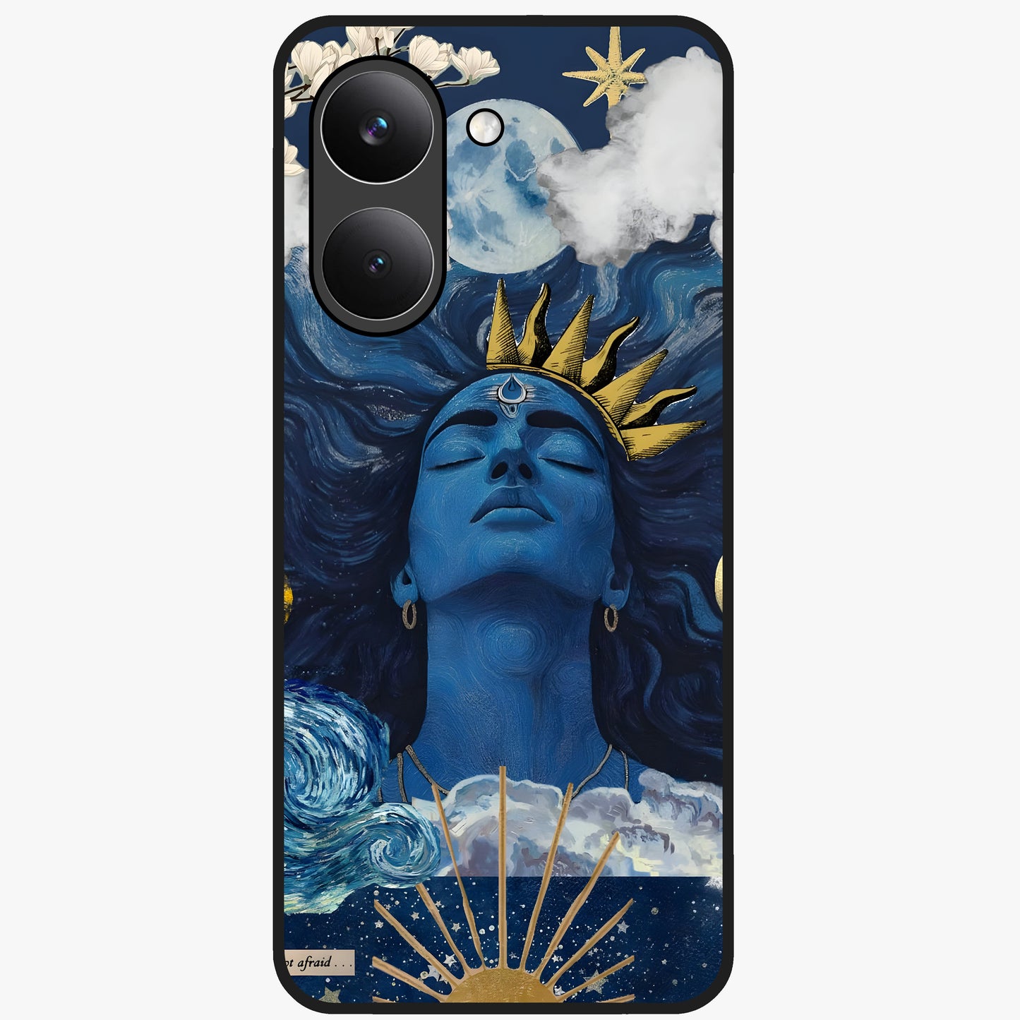 Aesthetic Lord Shiva Glass Case showing flat back view with divine Shiva artwork and glossy glass finish.