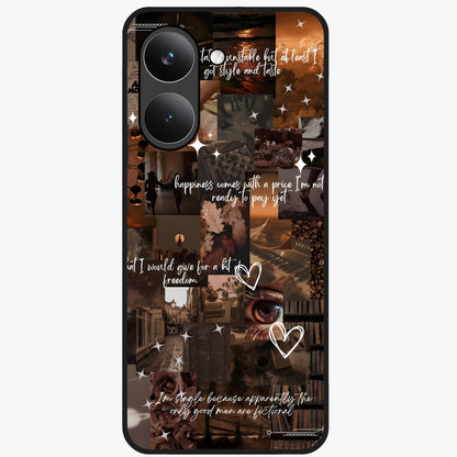Bittersweet Aesthetic Chaos Glass Case showing flat back view with artistic chaotic aesthetic design and glossy glass finish.