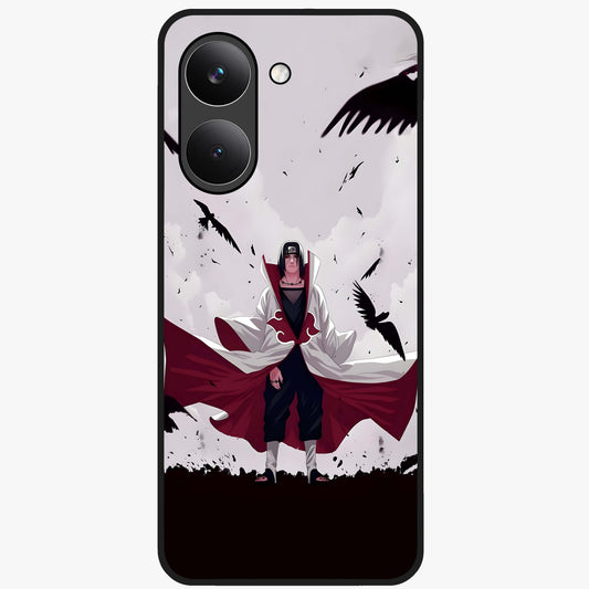 Crimson Crow Ascension Glass Case showing flat back view with mystical crow artwork and glossy glass finish.