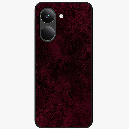 Crimson Fade Flow Glass Case showing flat back view with flowing crimson gradient artwork and glossy glass finish.