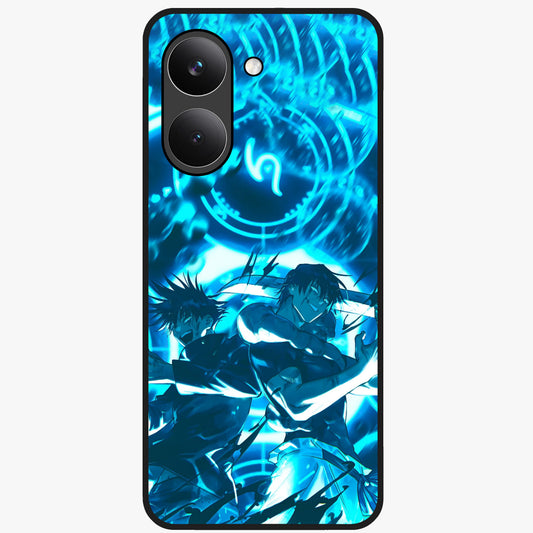 Cursed Energy Clash Glass Case showing flat back view with intense cursed energy artwork and glossy glass finish.