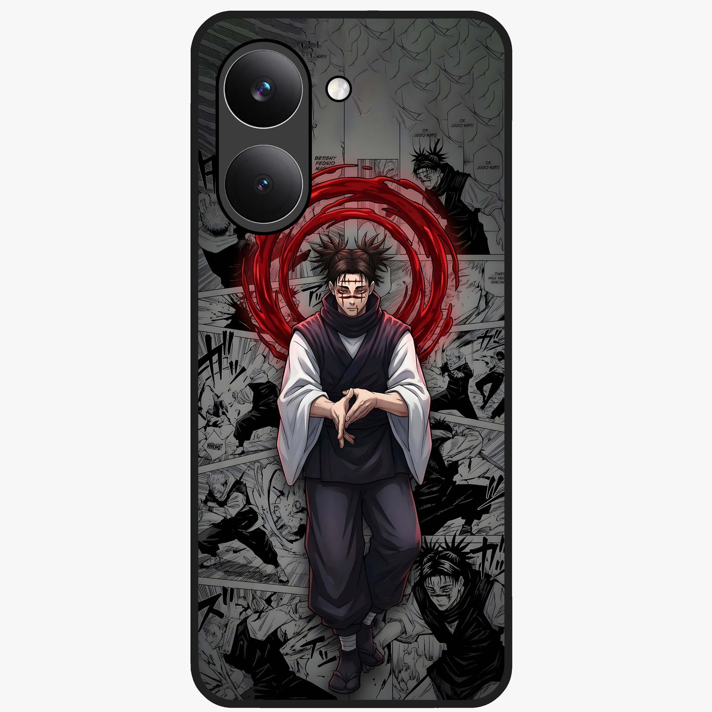 Cursed Ritual Ascension Glass Case showing flat back view with dark ritual themed artwork and glossy glass finish.