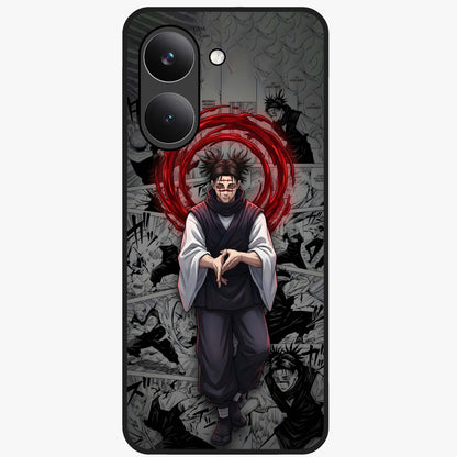 Cursed Ritual Ascension Glass Case showing flat back view with dark ritual themed artwork and glossy glass finish.