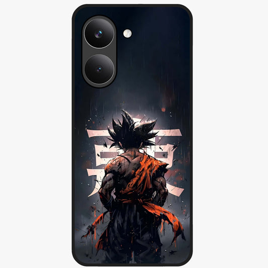 Dark Warrior In Rain Glass Case showing flat back view with warrior artwork in rainy atmosphere and glossy glass finish.