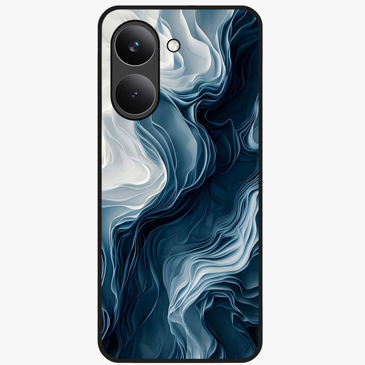 Ethereal Paper Marble Glass Case showing flat back view with soft marble paper texture artwork and glossy glass finish.