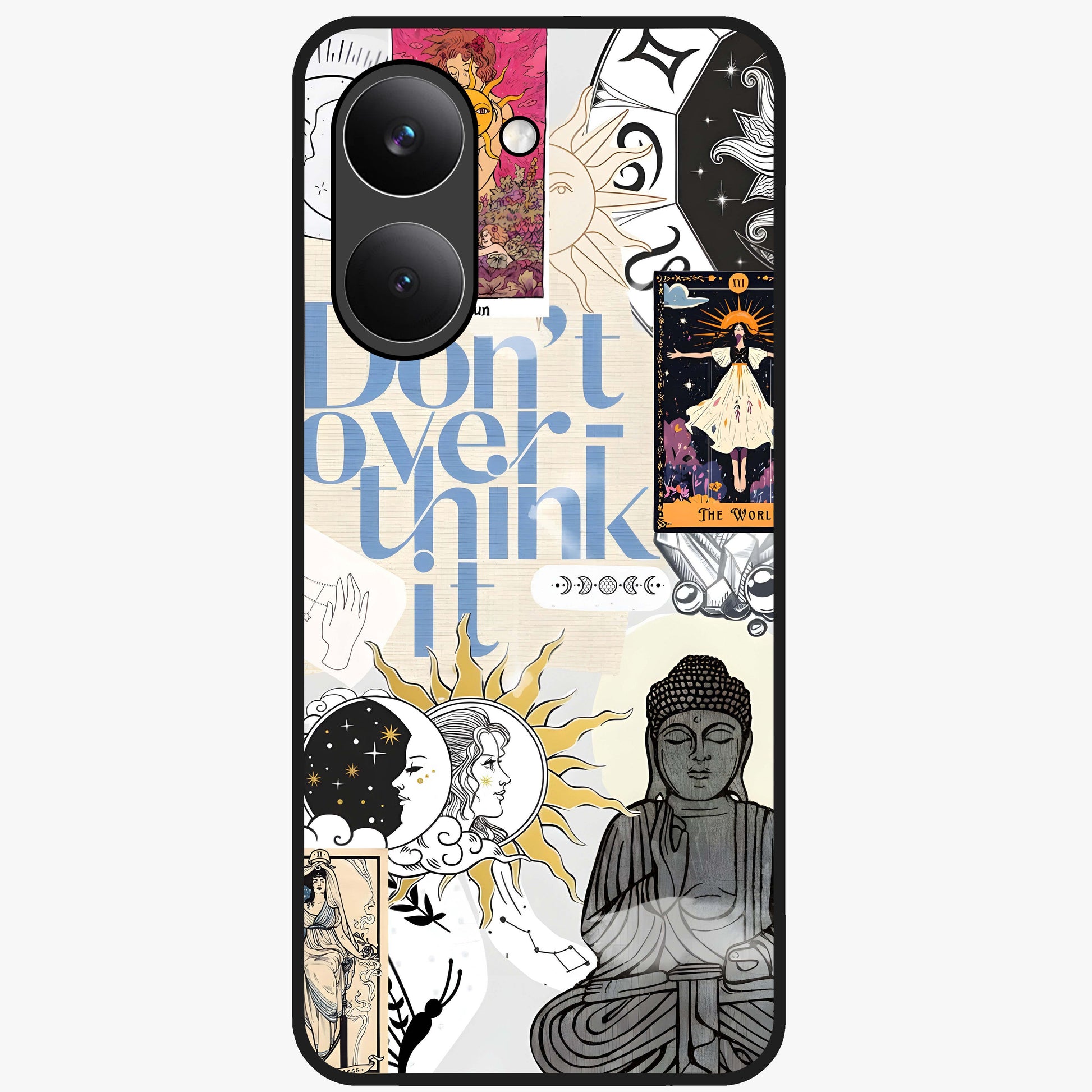 Ethereal Thoughts Glass Case showing flat back view with dreamy artistic artwork and glossy glass finish.