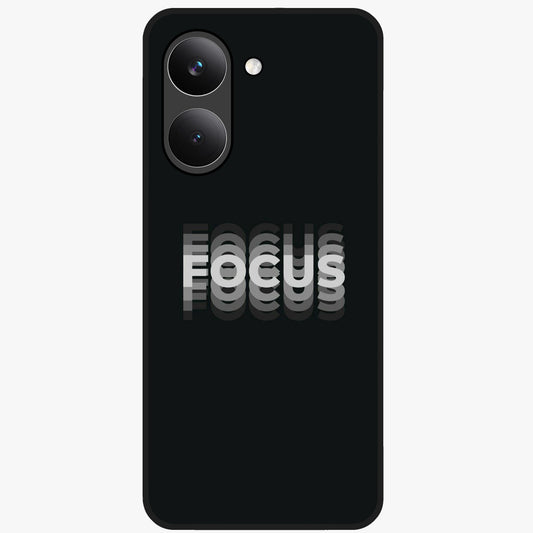 Focus Mode On Glass Case showing flat back view with bold motivational typography design and glossy glass finish.
