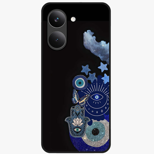 Galactic Charm Cluster Glass Case showing flat back view with glowing celestial charm artwork and glossy glass finish.