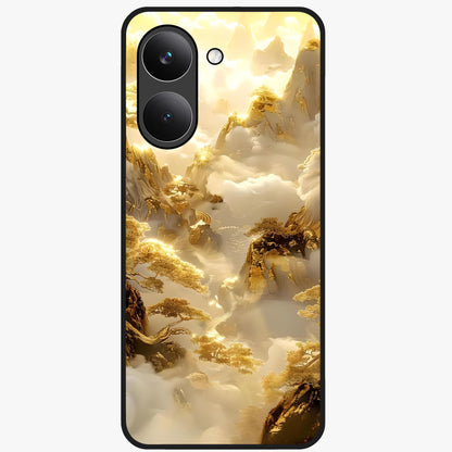 Gates Of Illumination Glass Case showing flat back view with mystical illuminated gate artwork and glossy glass finish.