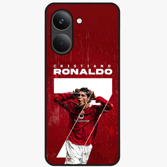 Goal Celebration Legacy Glass Case showing flat back view with football celebration inspired artwork and glossy glass finish.