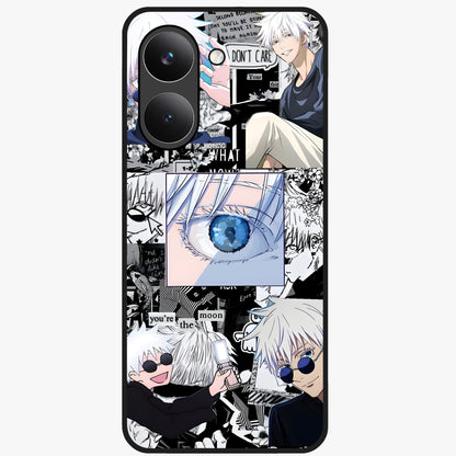 Infinity Sorcerer Chaos Glass Case showing flat back view with mystical sorcerer themed artwork and glossy glass finish.