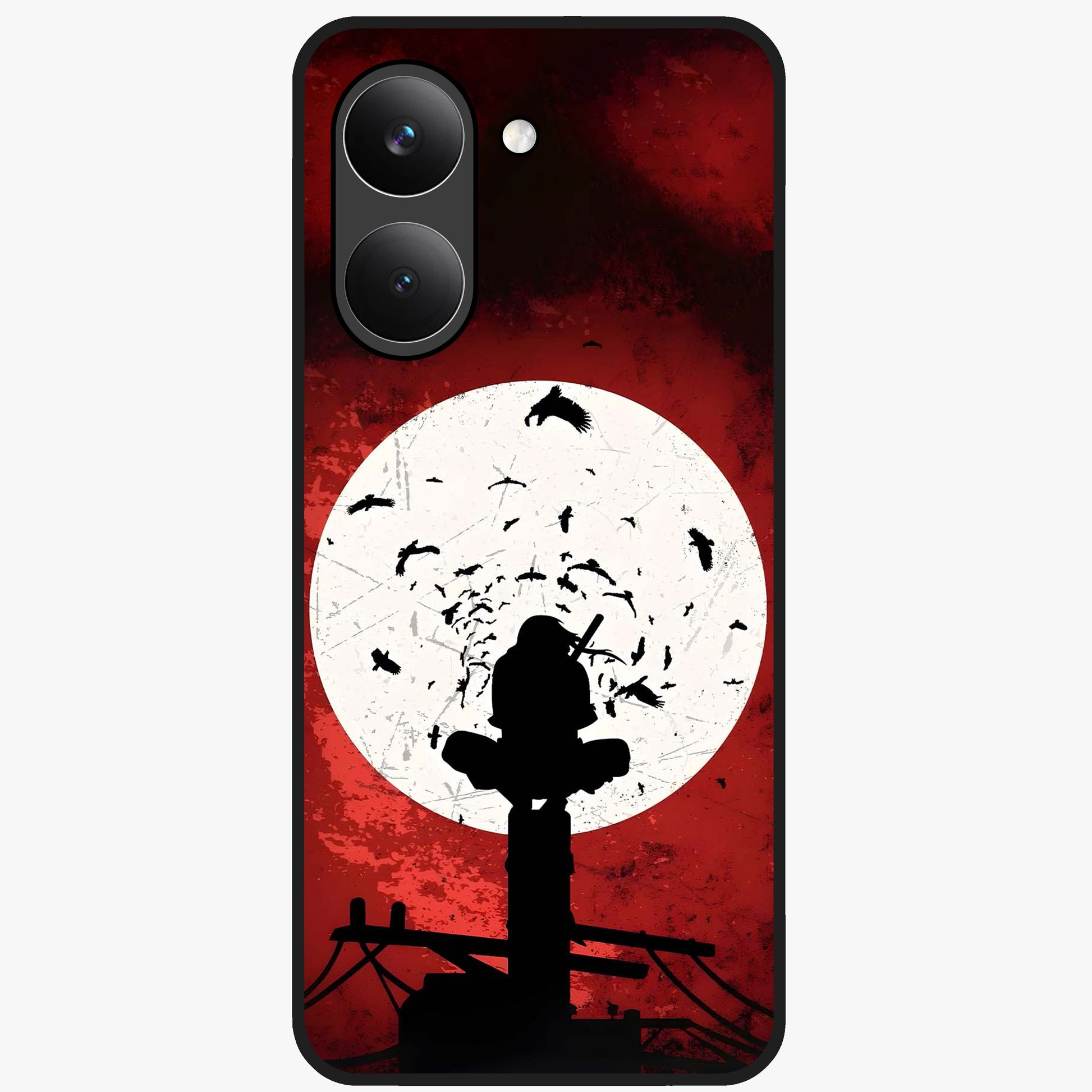 Itachi Limited Edition Naruto Anime Glass Case showing flat back view with iconic anime character artwork and glossy glass finish.