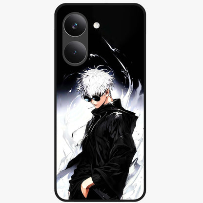 Limitless Shadow King Glass Case showing flat back view with powerful shadow warrior artwork and glossy glass finish.
