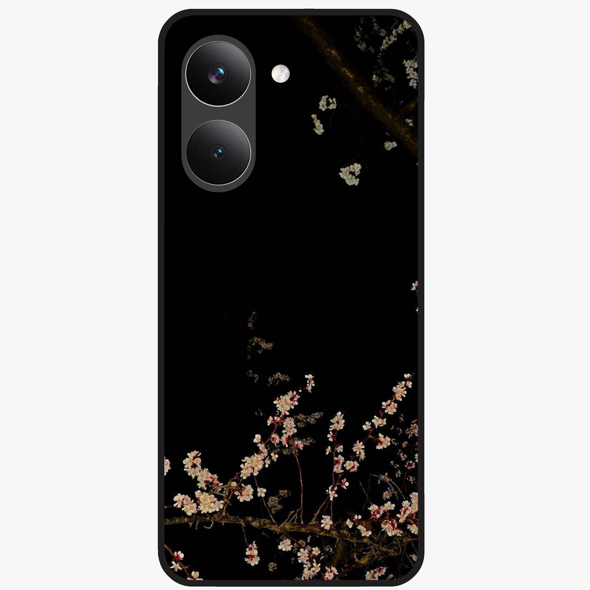 Petal Moon Light With Custom Name Glass Case showing flat back view with floral moonlight artwork and personalized name design.