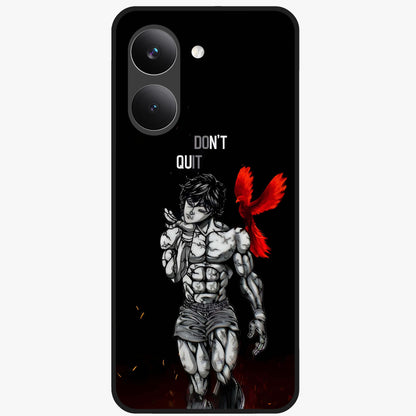 Rise Beyond Limits Glass Case showing flat back view with motivational typography artwork and glossy glass finish.