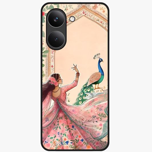 Royal Grace Muse Glass Case showing flat back view with elegant artistic artwork and glossy glass finish.