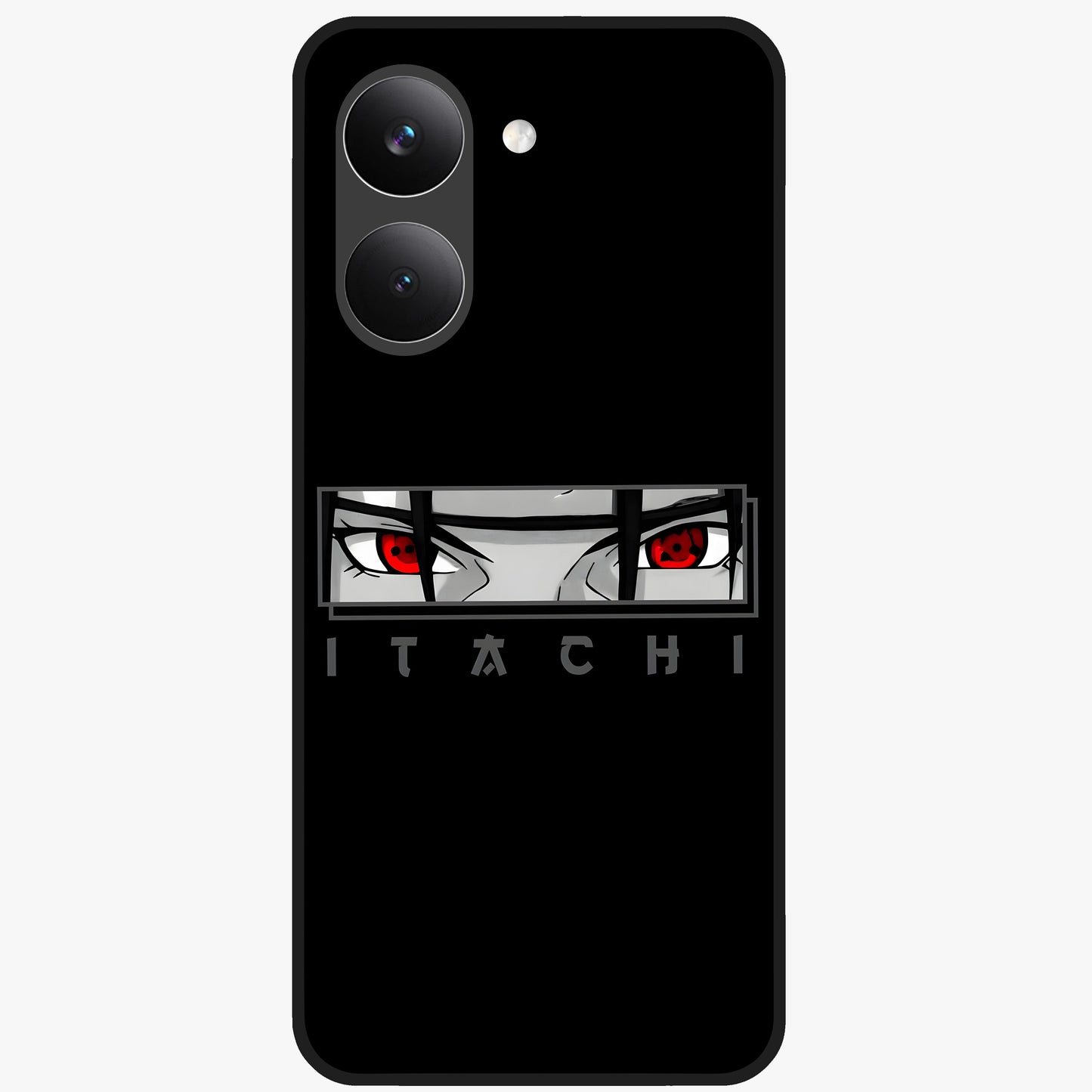 Scarlet Gaze Dominance Glass Case showing flat back view with striking red themed artwork and glossy glass finish.
