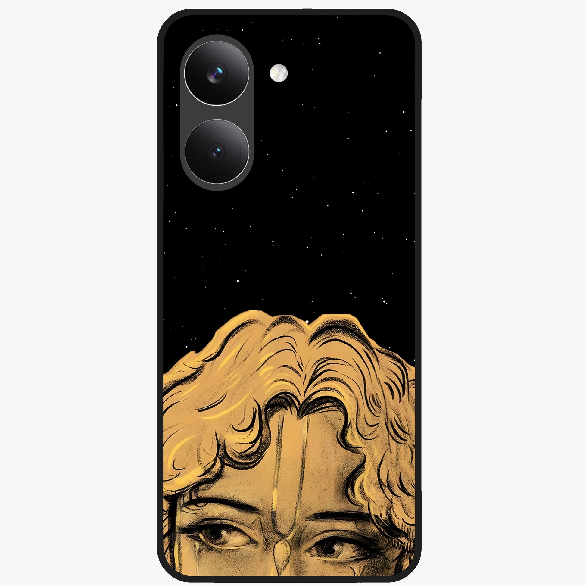 Shri Krishna Art Glass Case showing flat back view with devotional Krishna artwork and glossy glass finish.
