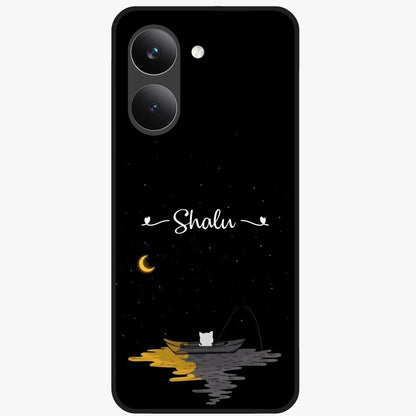 Silent Night Row Glass Case showing flat back view with calm night themed artwork and glossy glass finish.