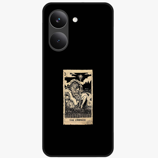 The Empress Glass Case showing flat back view with regal feminine artwork and glossy glass finish.